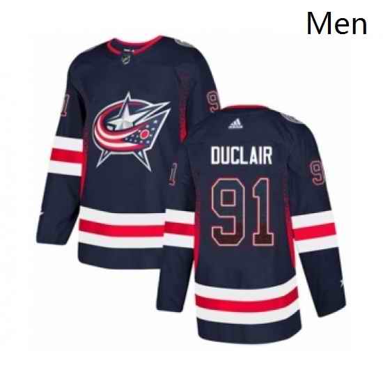 Mens Adidas Columbus Blue Jackets 91 Anthony Duclair Authentic Navy Blue Drift Fashion NHL Jersey